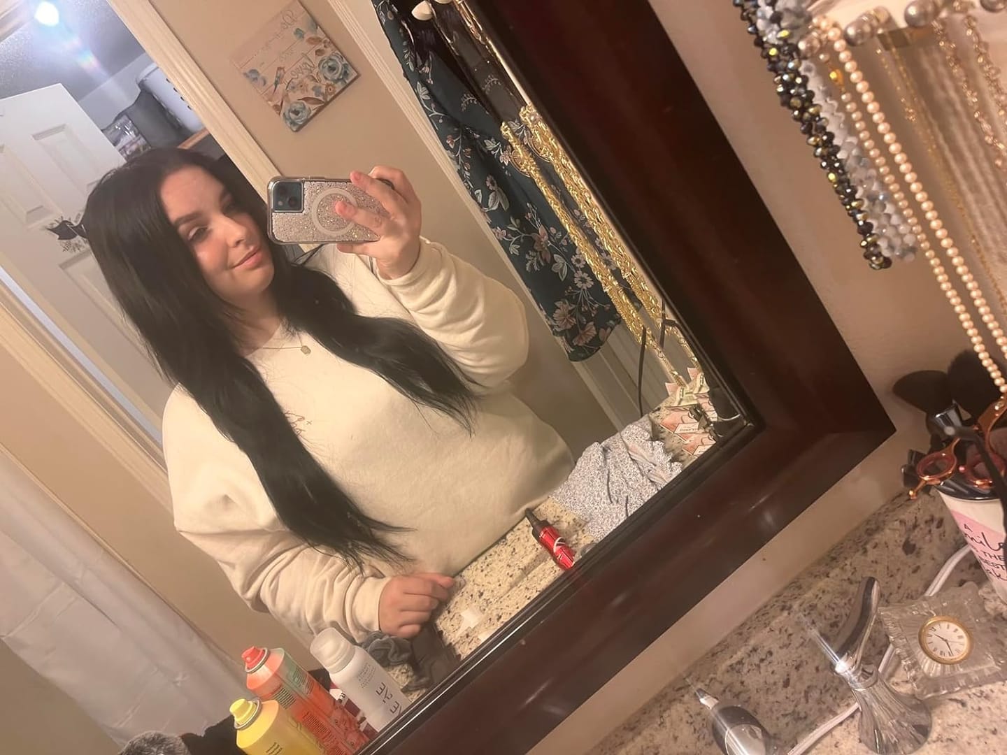Customer photo review of Full Shine Tape in Hair Extensions Remy Human Hair Off Black (#1B)