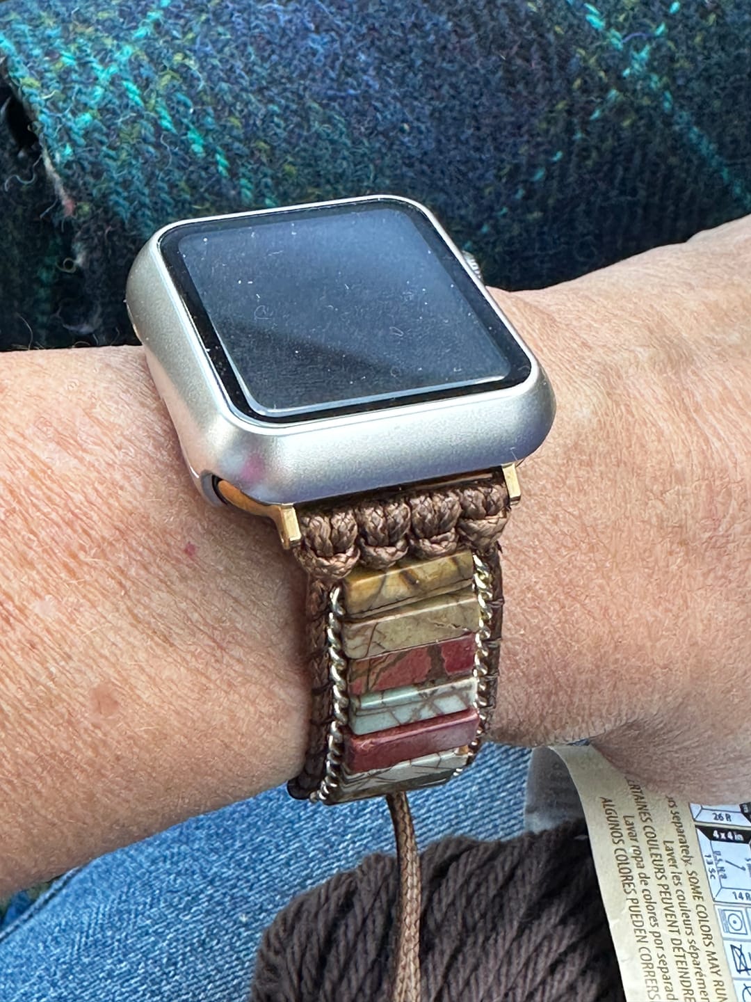 Customer photo review of Delicate Picasso Jasper Apple Watch Strap