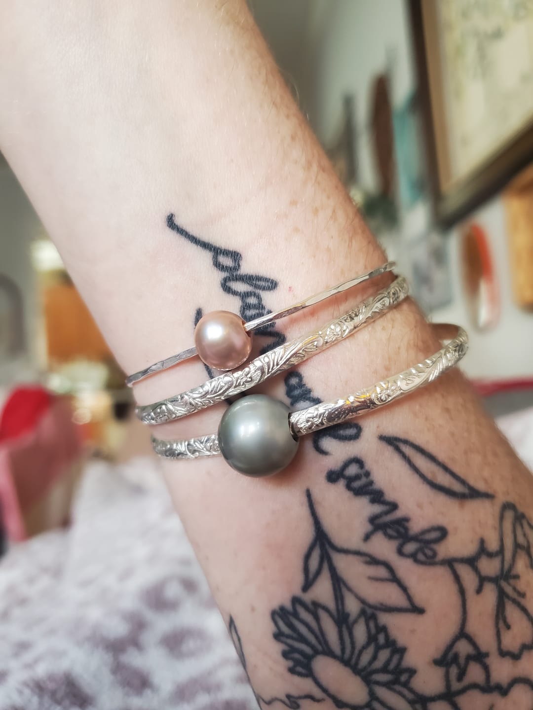 Customer photo review of Sterling Silver Heirloom Bangle