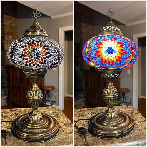 Customer photo review of Turkish Mosaic Table Lamp, Extra Large Globe (NO5 GLOBE) ID:127