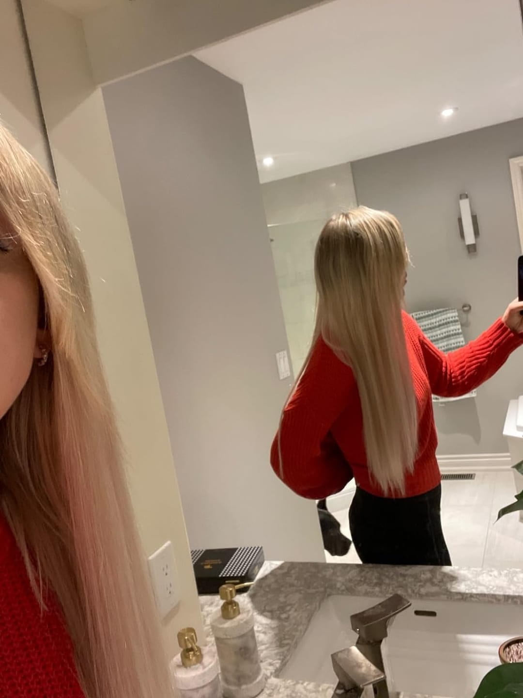 Customer photo review of Full Shine PU Seamless Clip in Extensions 100% Remy Human Hair 8 Pieces Highlights (#P18/613)