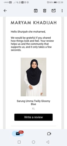 Customer photo review of Sarung Umma Twilly Gloomy Blue