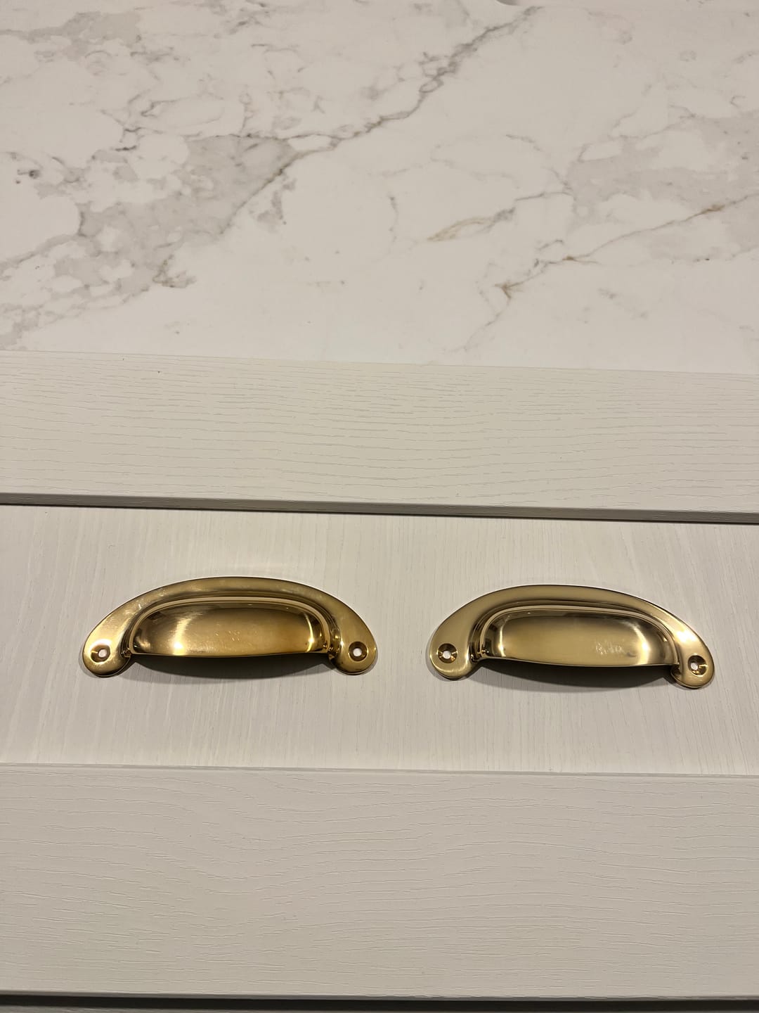 Customer photo review of Classic Polished Brass Cupboard Handles