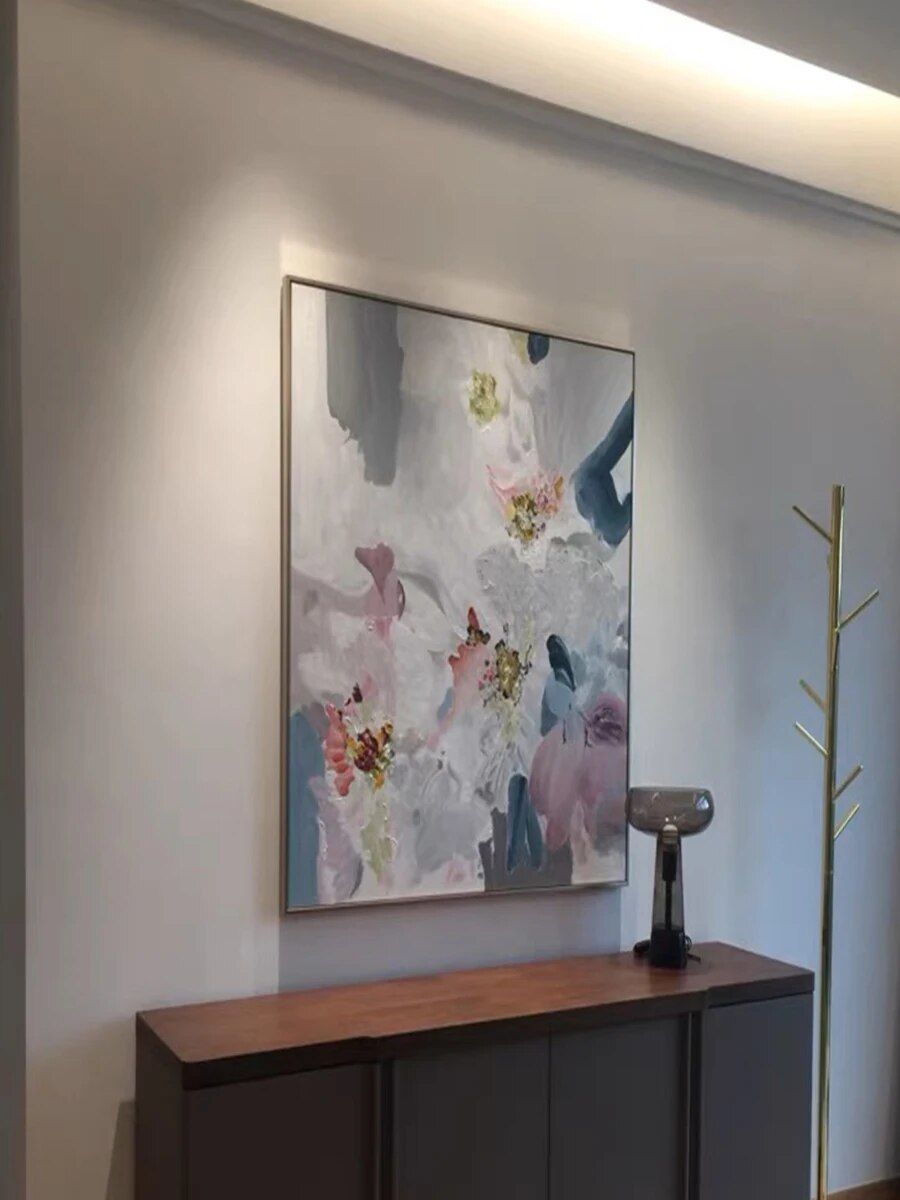 Customer photo review of GREEN AND WHITE IMPRESSIONISM FLOWER PAINTING, HAND-PAINTED CANVAS