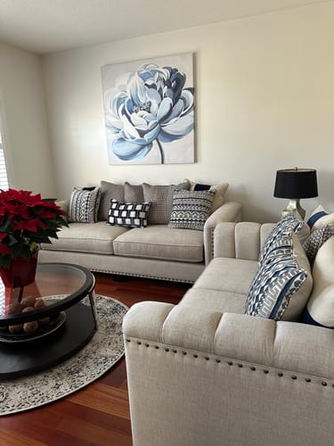 Customer photo review of 'Blue Bloom' Framed Canvas