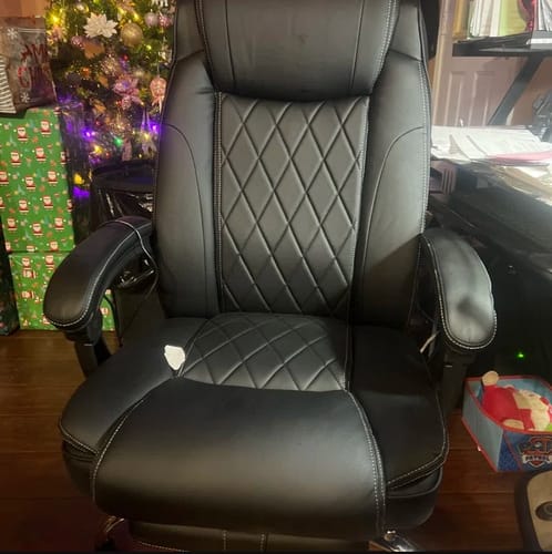 Customer photo review of Ergonomic Executive PU Leather Adjustable Height Massage and Heated Office Chair Black