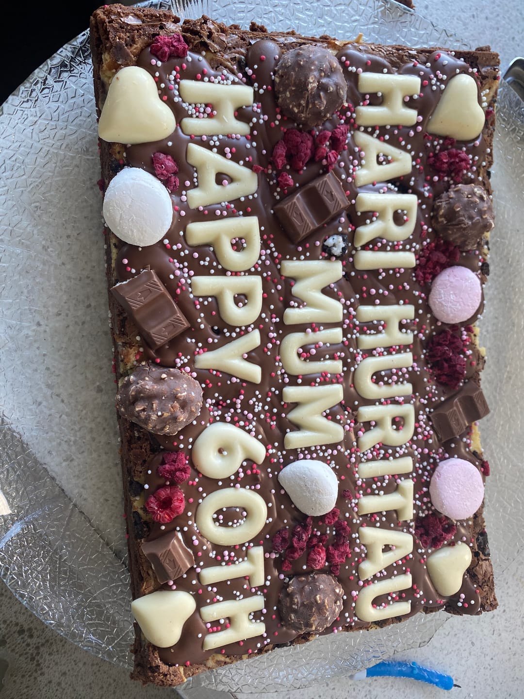 Customer photo review of Mega custom message heart brownie