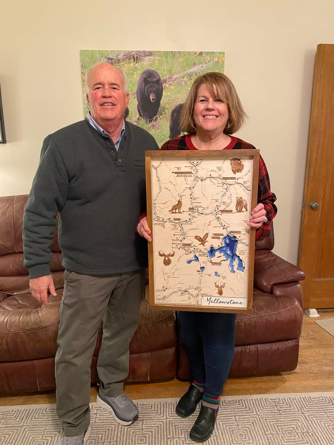 Customer photo review of Yellowstone Laser Engraved Topo Map