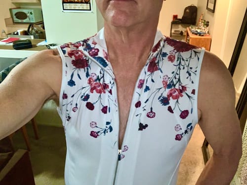 Customer photo review of Mens Floral Print Zip Front Sleeveless Bodysuit SKUK23642