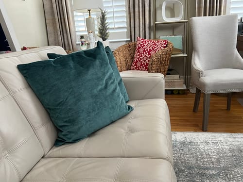 Customer photo review of 20x20 Victoria Velvet Pillow, Teal