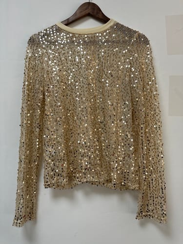 Customer photo review of Keep It Shine Sequin Long Sleeve Shift Blouse