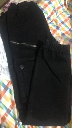 Customer photo review of Black Cargo Denim Joggers