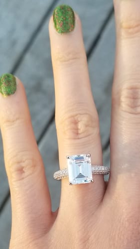 Customer photo review of Solitaire 3.8ct Emerald Cut CZ Ring in Sterling Silver