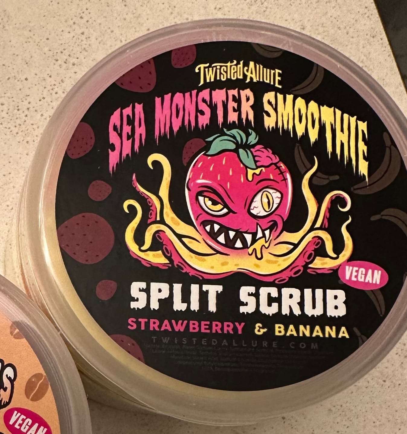 Customer photo review of Sea Monster Smoothie Split Scrub (Strawberry & Banana)