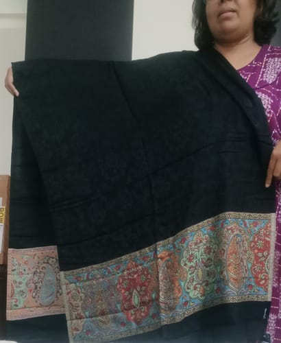 Customer photo review of Pashtush Womens Bamboo Scarf, Woven Paisley Soft And Natural,Black