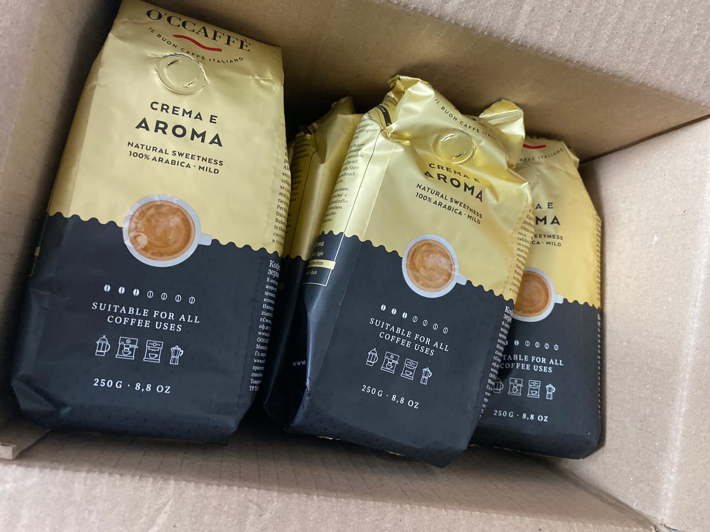 Customer photo review of Occaffe Grano Crema E Aroma 100% Arabica 250 Grs