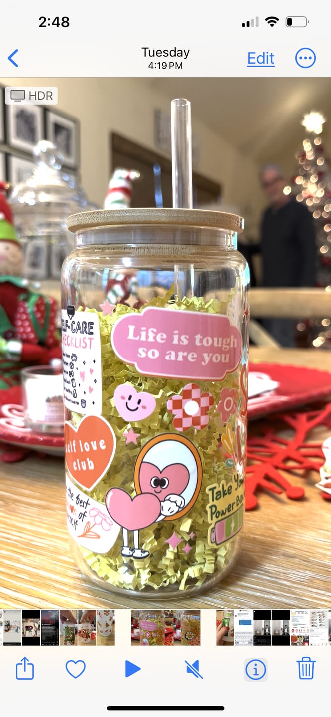 Customer photo review of Love Yourself Cup Wrap 16oz