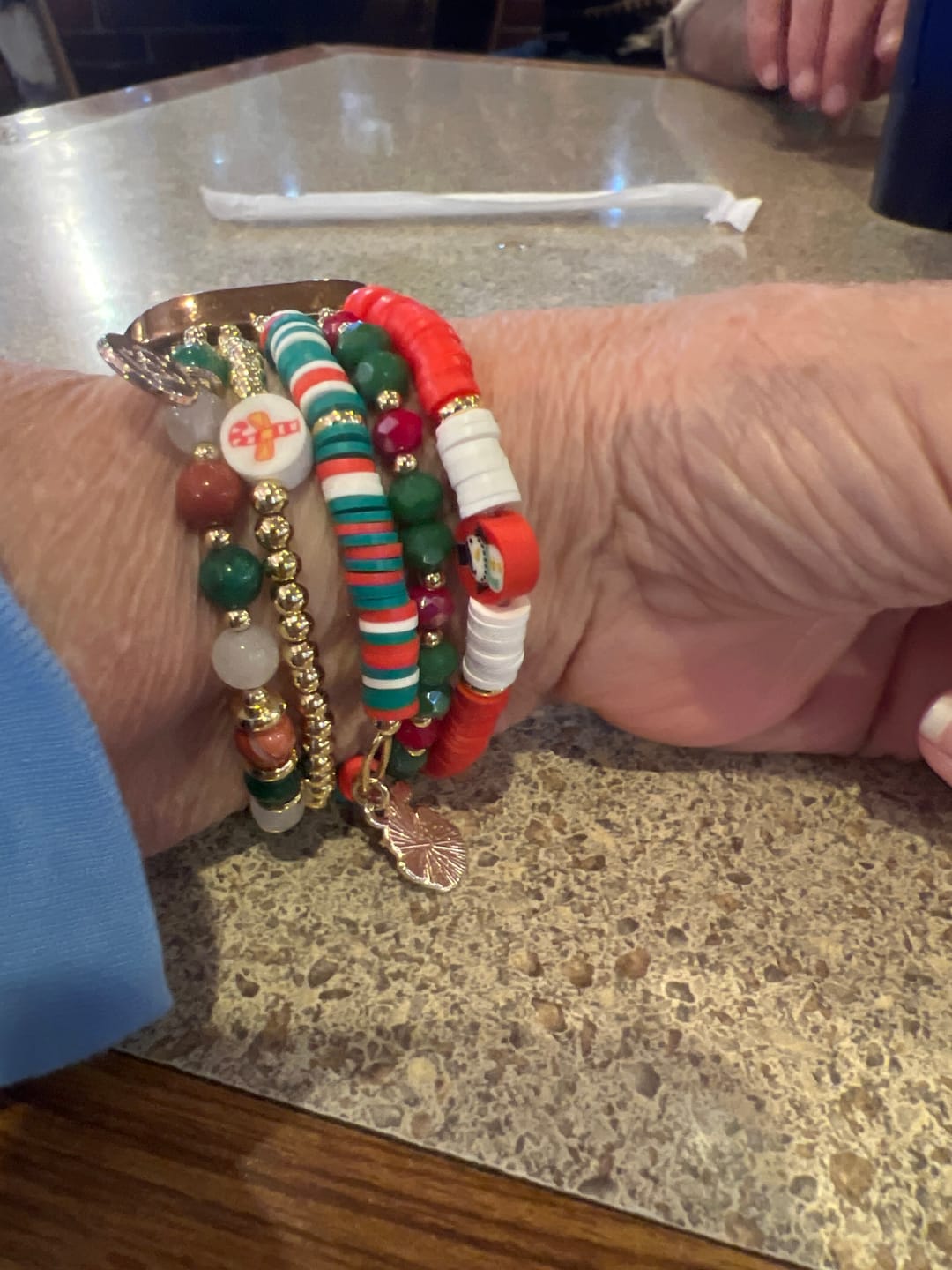 Customer photo review of Santa Sparkle Stretch Apple Watch Strap