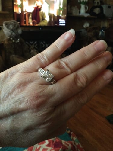 Customer photo review of Princess Cut Moissanite With Round Channel Set Engagement Ring