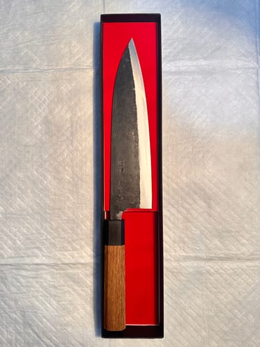 Customer photo review of Akira-Saku Blue #2 Funayuki Gyutou 210mm (8.2")