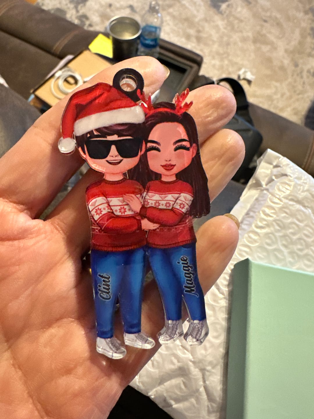 Customer photo review of Christmas Doll Couple Standing Hugging - Personalized Ornament