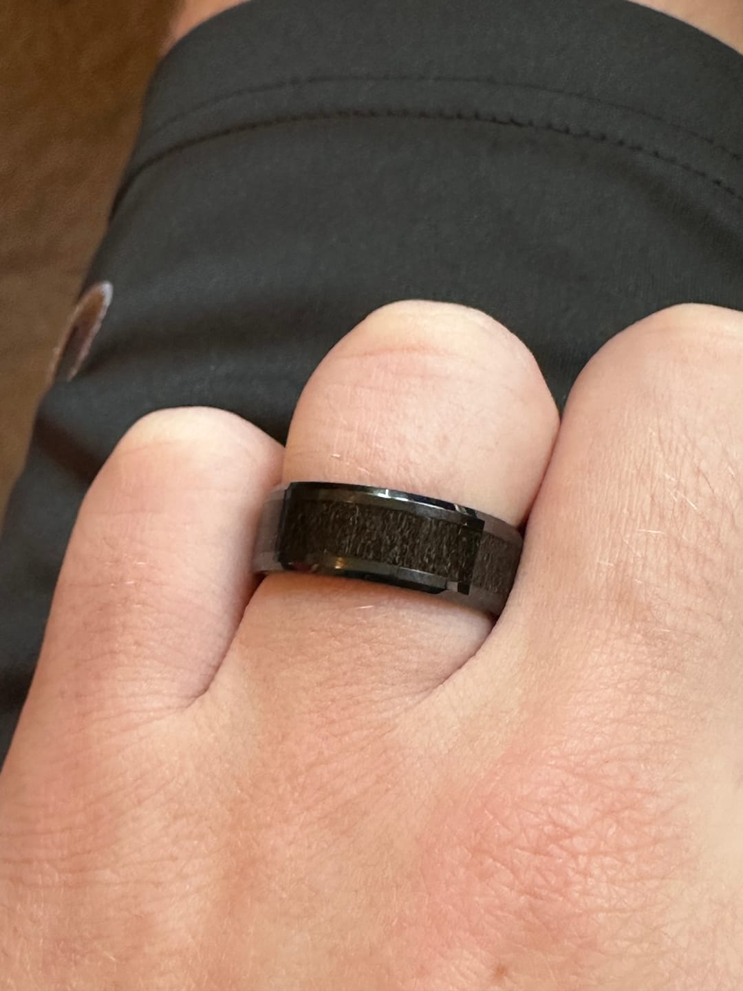 Customer photo review of Dark Antler Inlay Ring - Ceramic 8mm