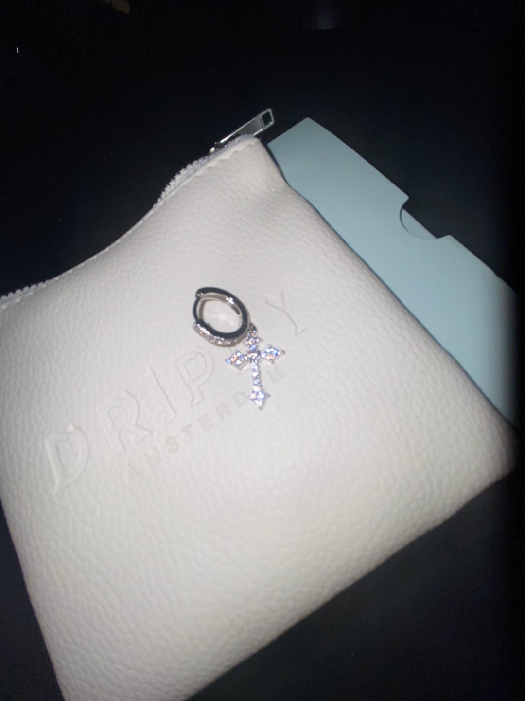 Customer photo review of FAITH EARRINGS. - WHITE GOLD