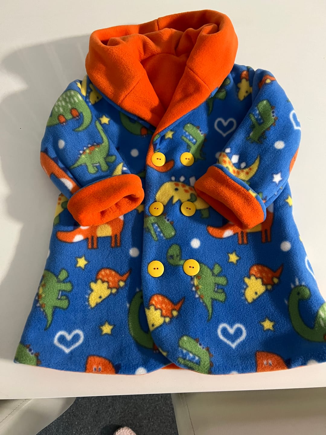 Customer photo review of Dinosaurs and Hearts Anti Pill Polar Fleece Fabric