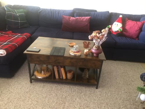 Customer photo review of Τραπεζάκι Σαλονιού Με Ρυθμιζόμενο Ύψος Βοηθητικό Τραπέζι Καθιστικού Καναπέ Κρυφός Αποθηκευτικός Χώρος LC-T205B01