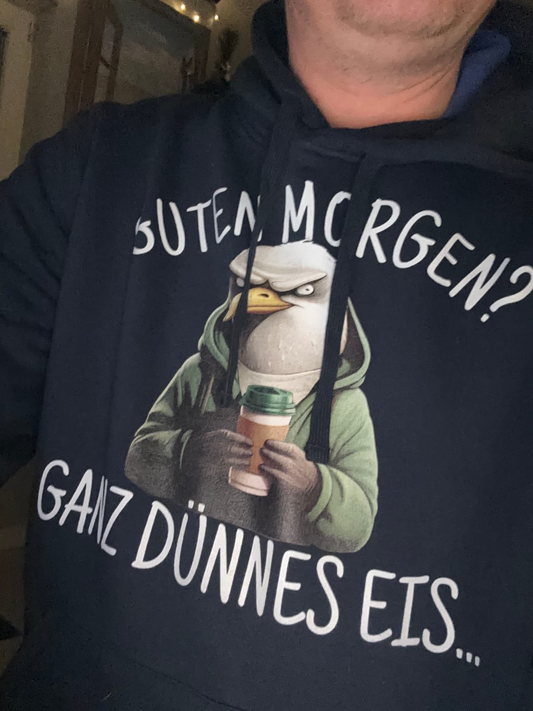 Customer photo review of Guten Morgen? ganz dünnes Eis.. · Unisex Bio Hoodie