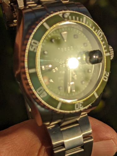 Customer photo review of Pascal Royal Luxe Diamond Watch (Avocado Green Bezel)