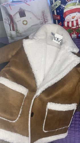 Customer photo review of Warm Faux Fur Fleece Coat Jacket