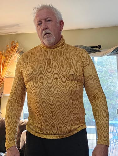 Customer photo review of Mens Knit Hollow High Neck Long Sleeve T-Shirt SKUK27694