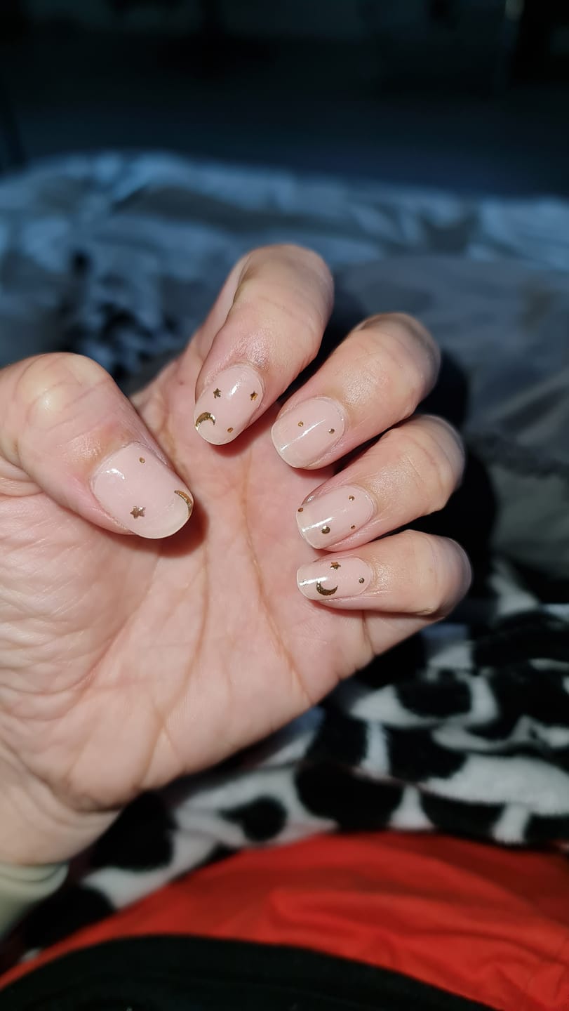 Customer photo review of Gold Moon Stars DIY Semicured Gel Nail Sticker Kit