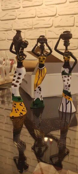 Customer photo review of Ensemble de 3 Statues Femmes Africaines