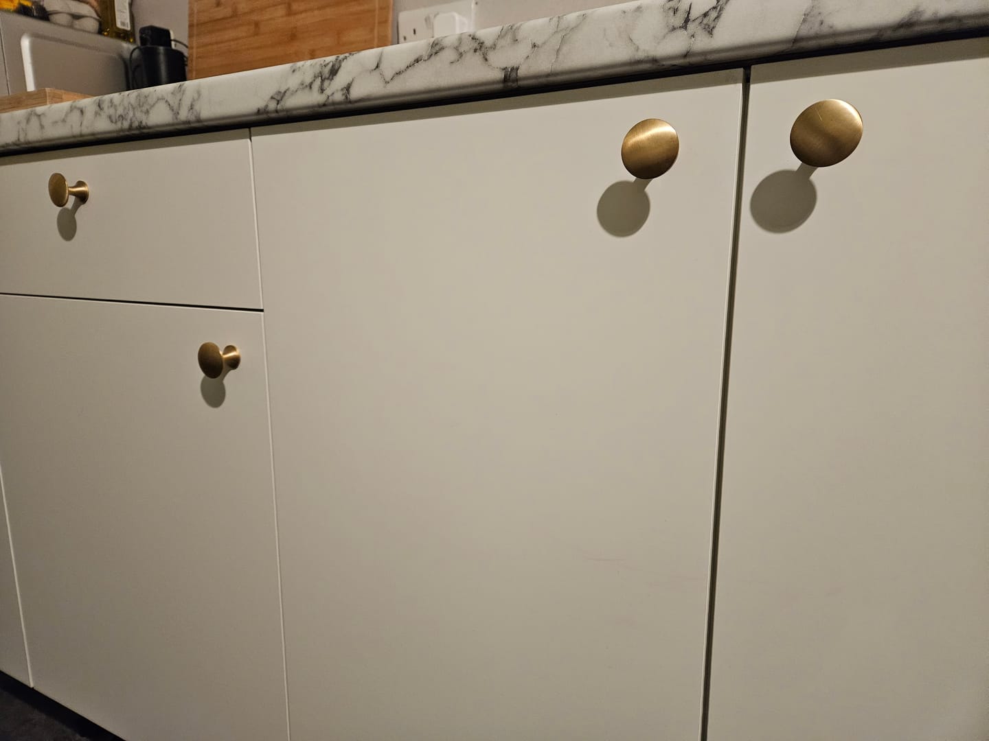 Customer photo review of Classic Brushed Satin Brass Cupboard Handles