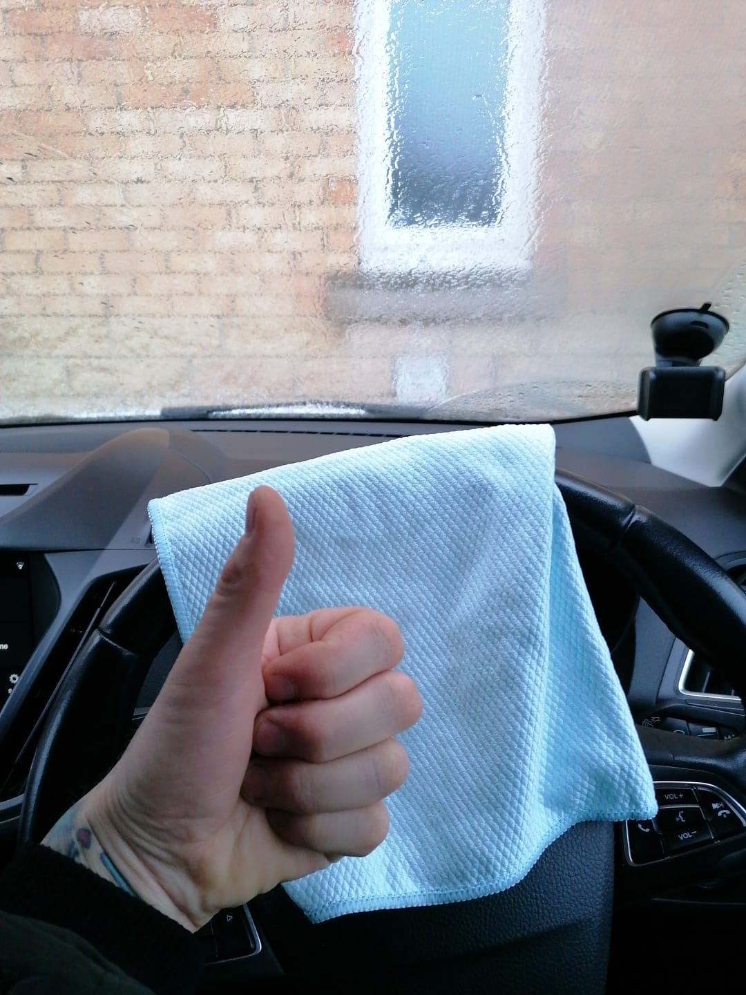 Customer photo review of EZ Blue Vision FishScale Window & Glass Cloth 16x16"