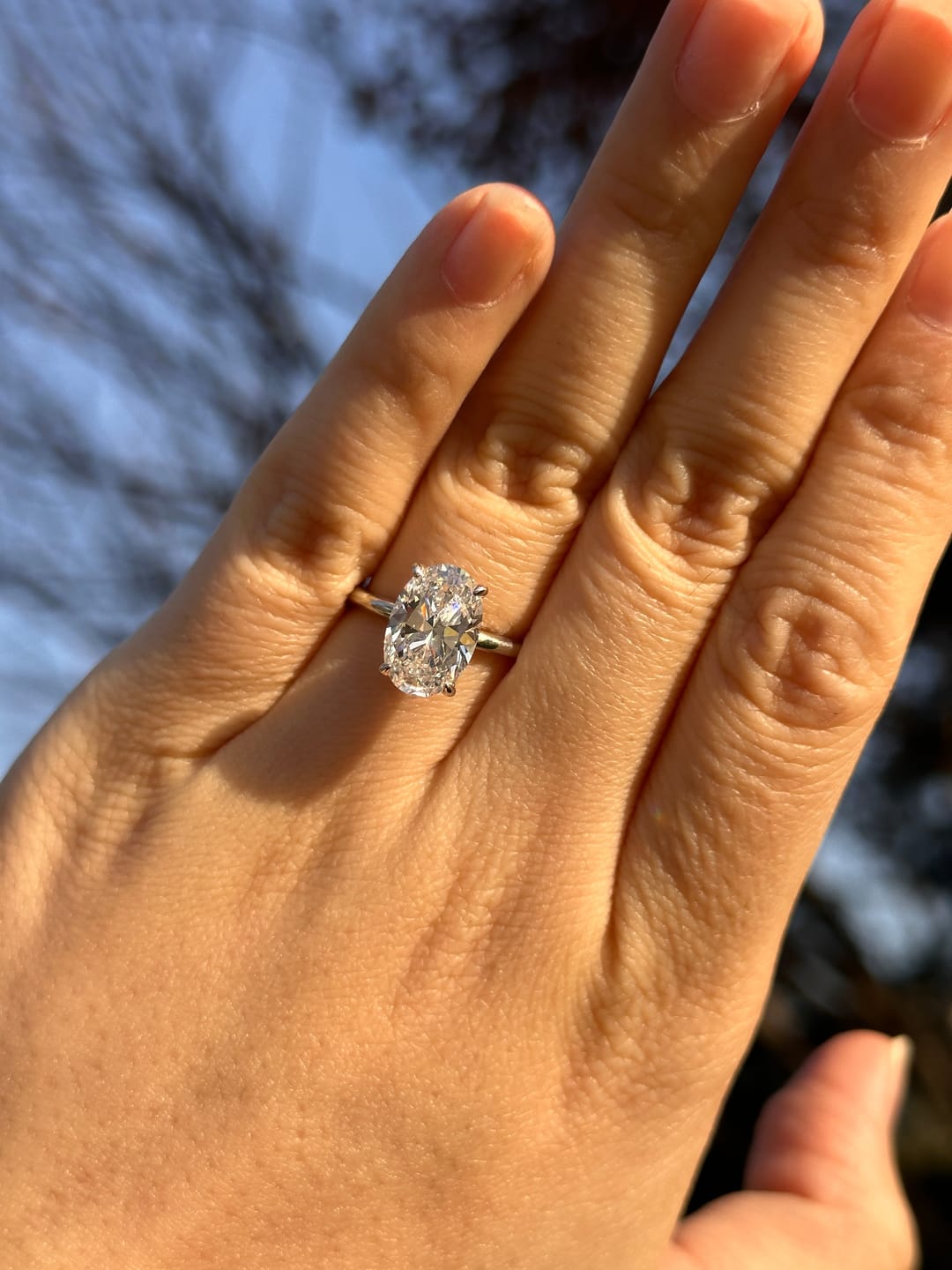 Customer photo review of S925 3.5 Carat Oval Cut Hidden Halo Engagement Ring In Sterling Silver Daily Wearable Ring