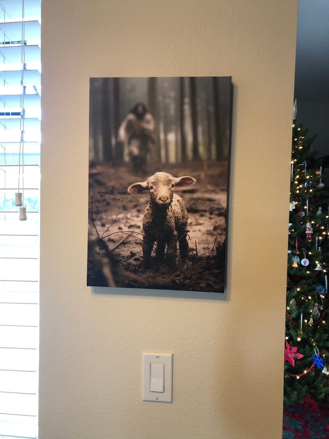 Customer photo review of Jesus Lamb of God, Jesus Running After Lamb, Wall Art Canvas