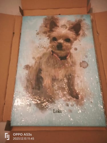 Customer photo review of Foto de tu mascota en estilo acuarela | Regalo para cachorros, perros y gatos