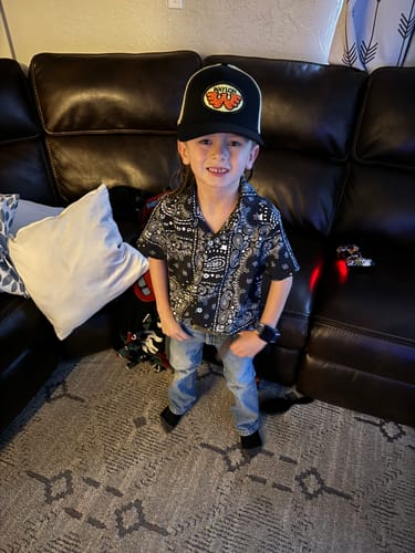 Customer photo review of Flying W Patched Waylon Jennings Trucker Hat