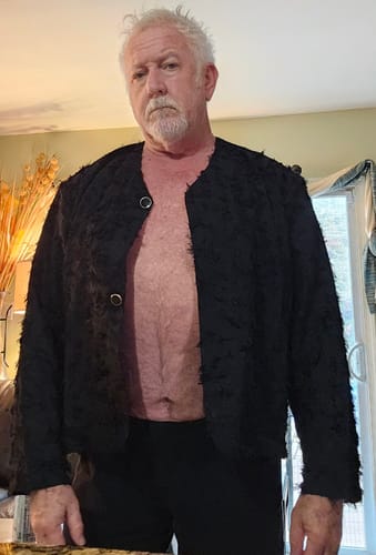 Customer photo review of Mens Fuzzy Button Front Casual Blazer SKUK36557