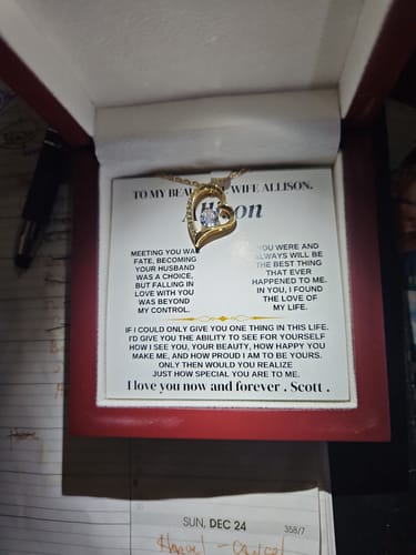 Customer photo review of To My Beautiful Wife - Personalizable Necklace Gift Set - SS323