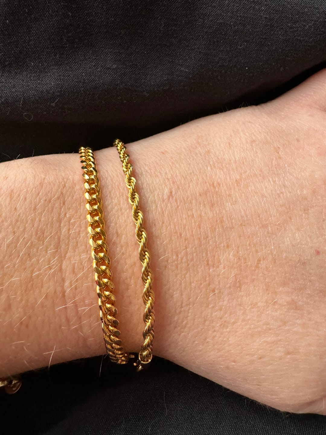 Customer photo review of CLEAN ROPE BRACELET. - 3MM 18K GOLD