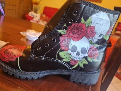 Customer photo review of Bottines Skull Pumpkins Flowers