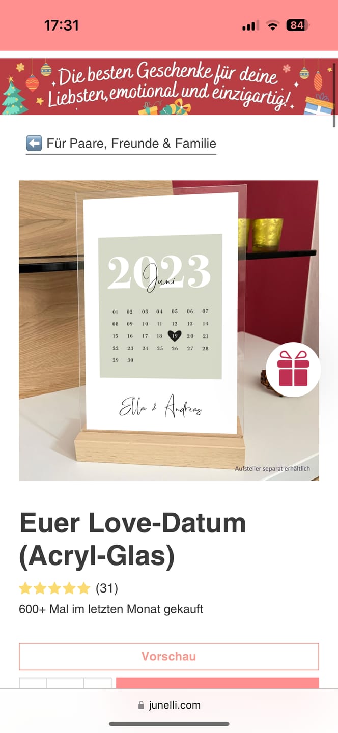 Customer photo review of Euer Love-Datum (Acryl-Glas)