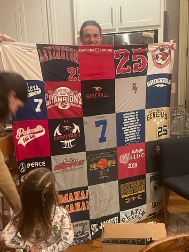 T-shirt quilt featuring omaha baseball team, shocks basketball team by Terri from SC