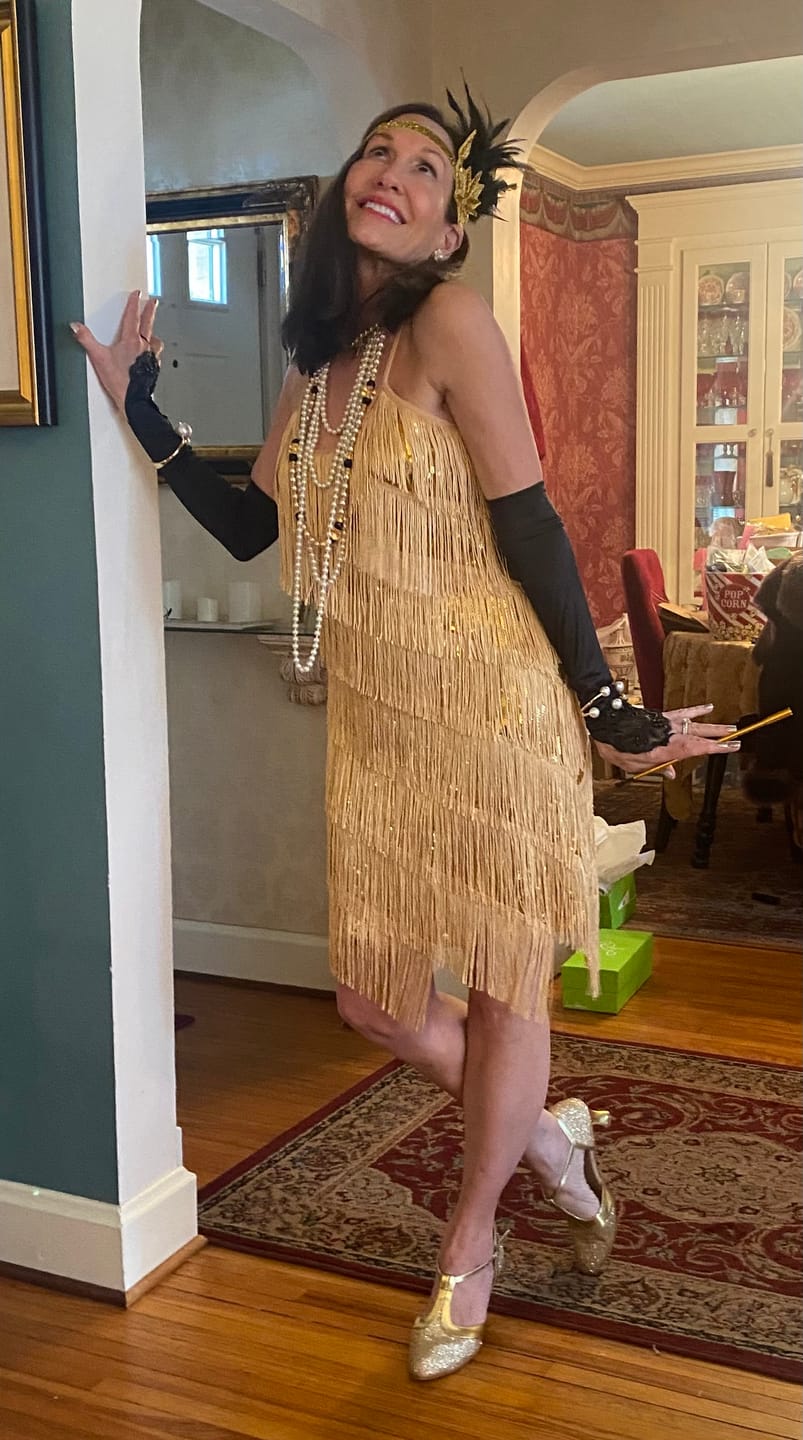 Customer photo review of Gold Fringe Flapper Dress