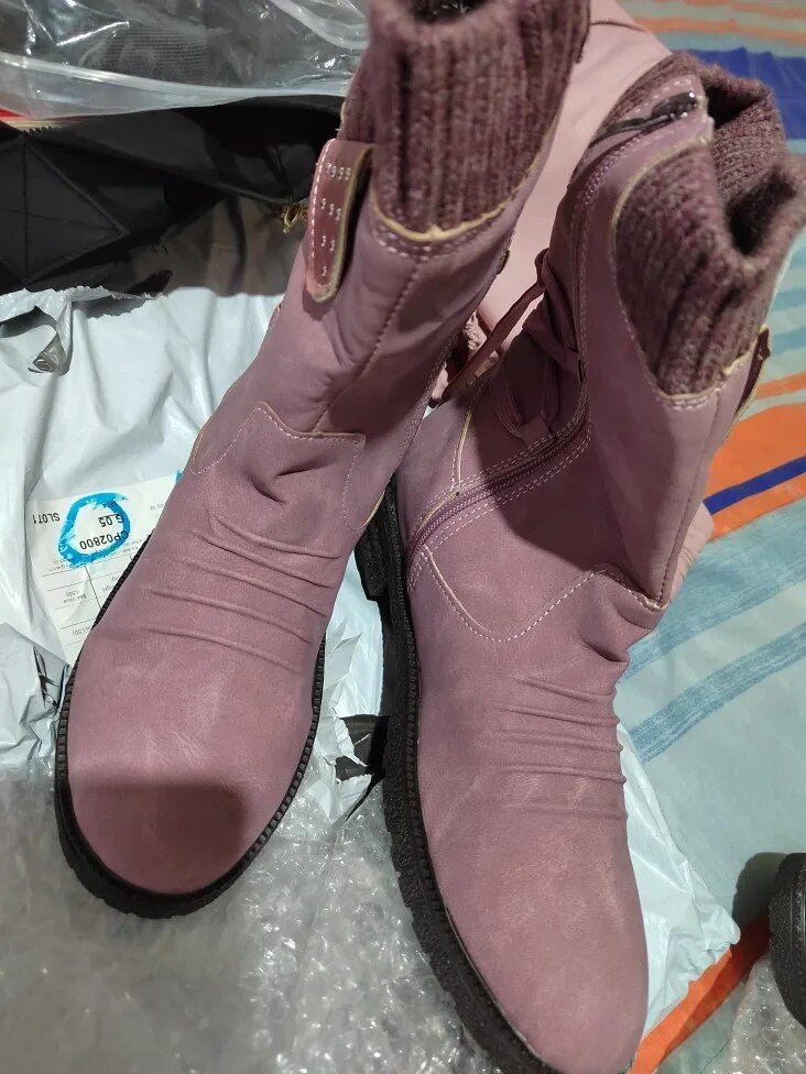 Customer photo review of Bottes mi-mollet en Daim