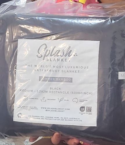 Customer photo review of Waterproof Splash Blanket™️ - Black Bamboo Summer Blanket